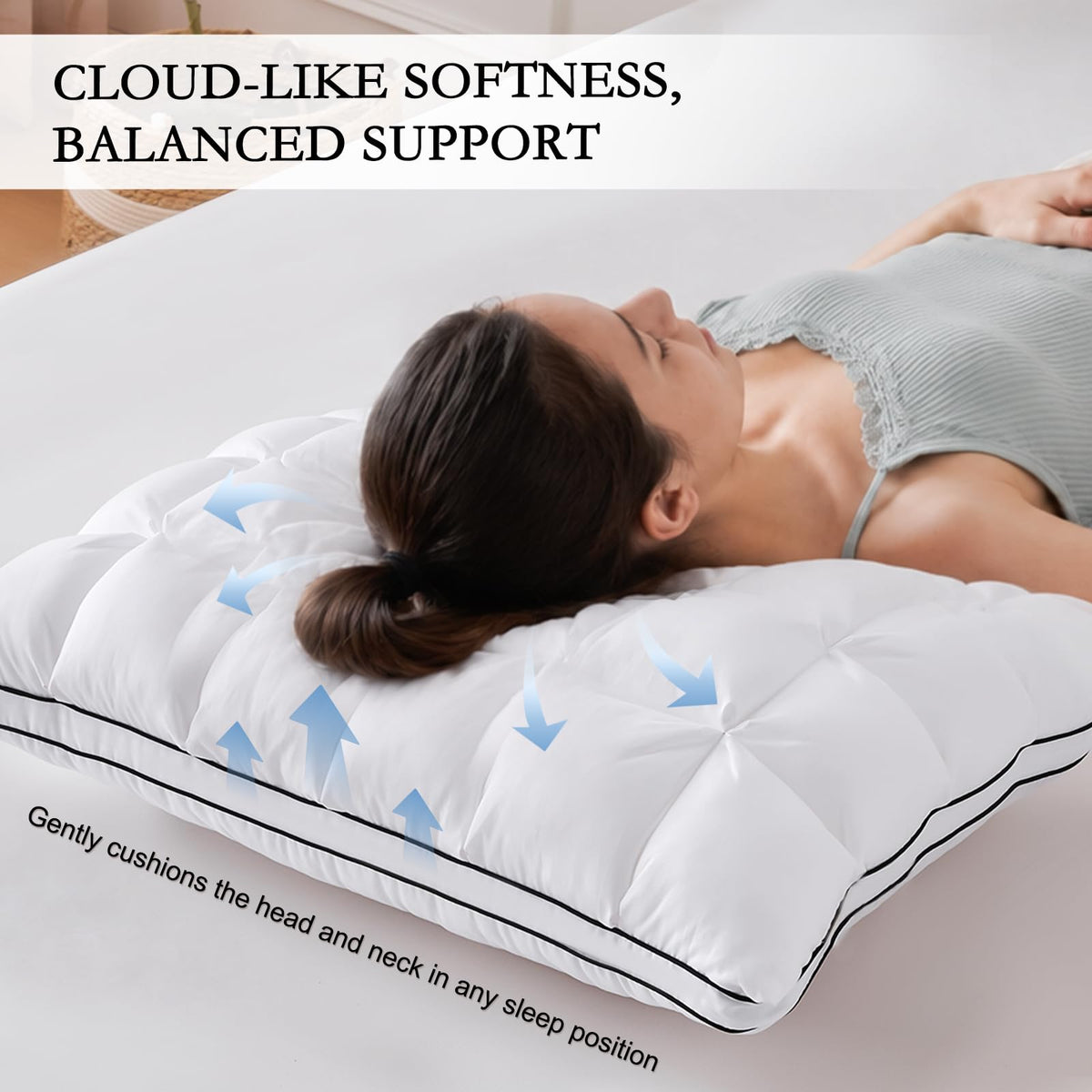 King Size Set of 2 Cotton Pillows N414978