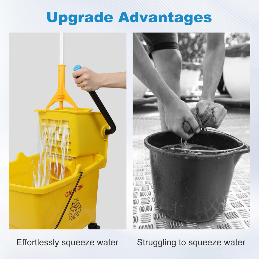35 Qt Mop Bucket with Side Press Wringer on Wheels E50786