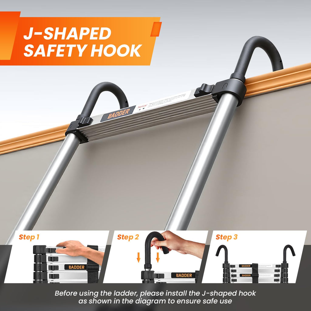 12.5 FT Telescoping Ladder with Hooks L2330