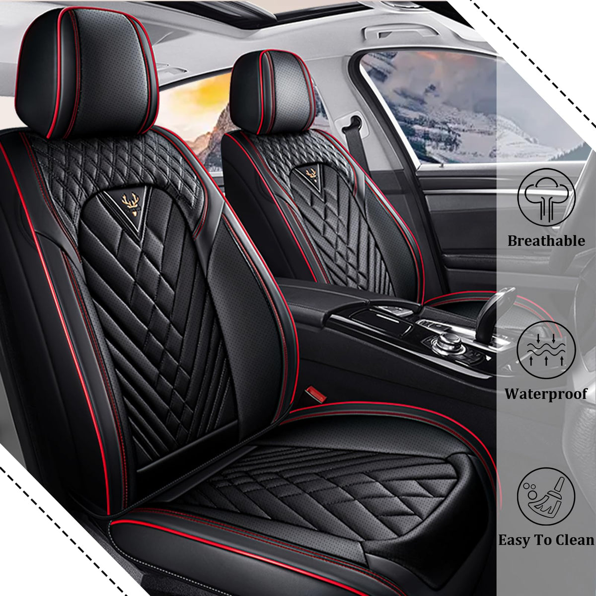 Waterproof Nappa Leather Full Set Car Seat Covers S973
