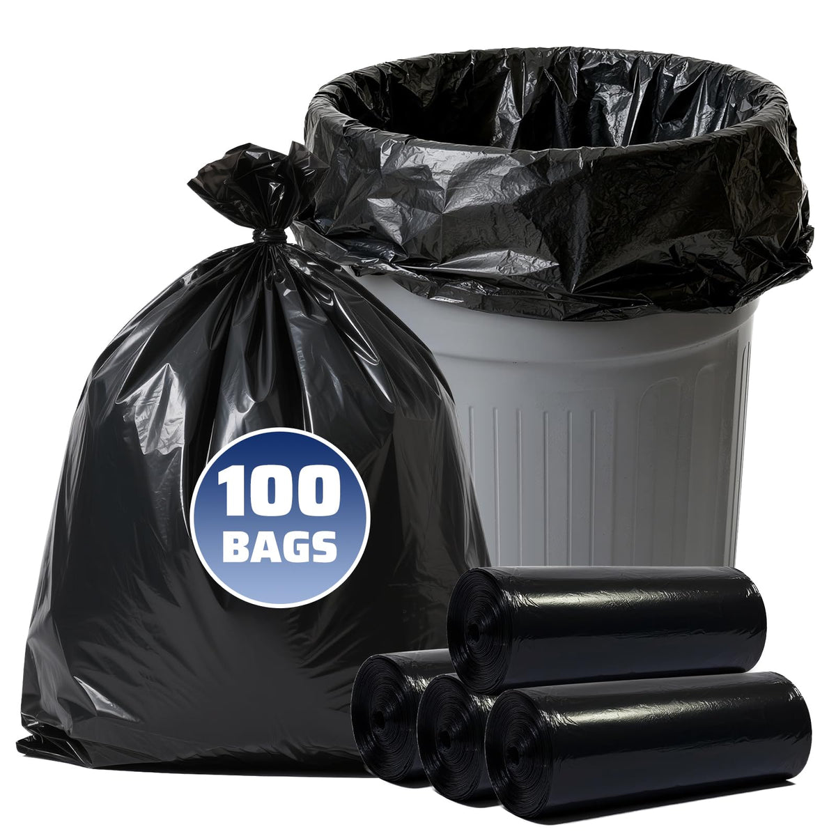 40-45 Gallon 100 Count 21 Micron HDPE Trash Bags U227