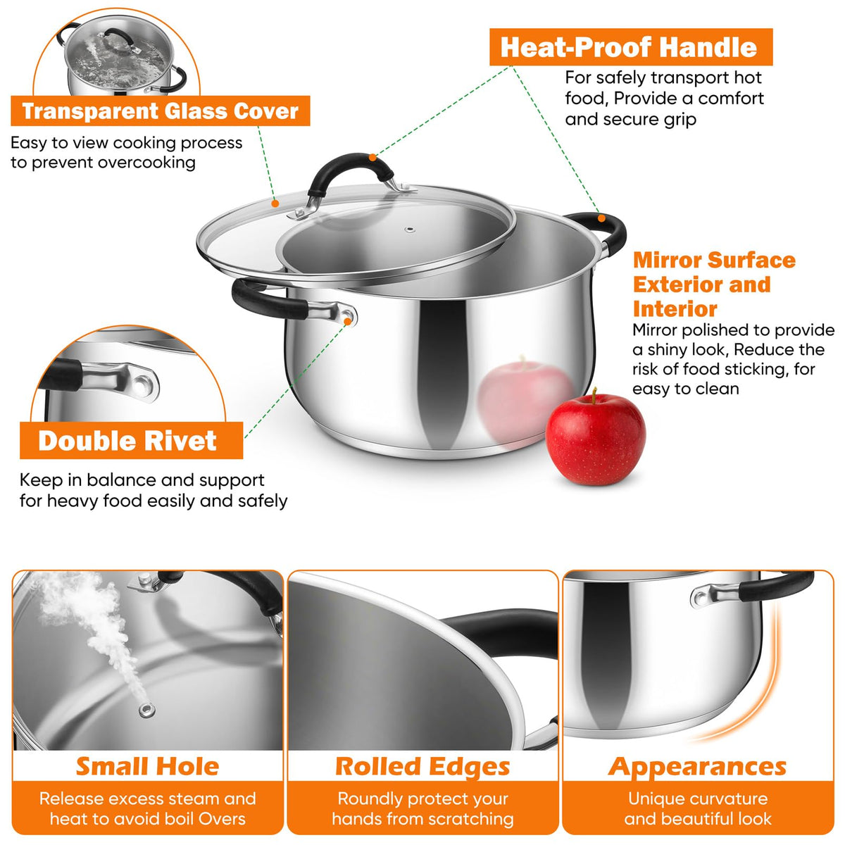6 Quart Stainless Steel Stock Pot B70360