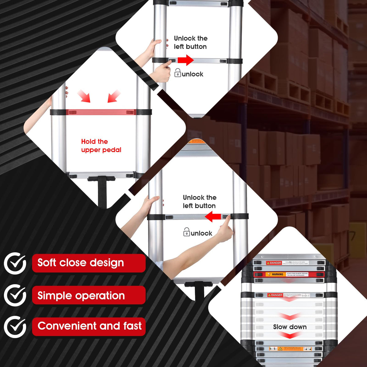 10.5 Feet Aluminum Telescoping Ladder A504603