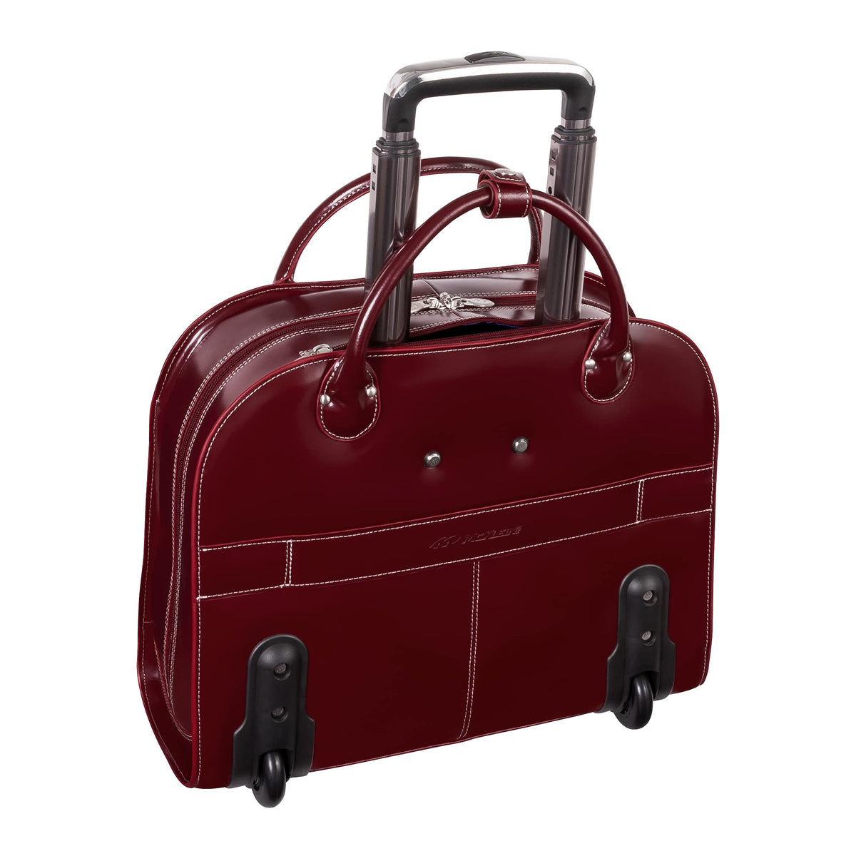 15" Leather Wheeled Laptop Briefcase Bag S154