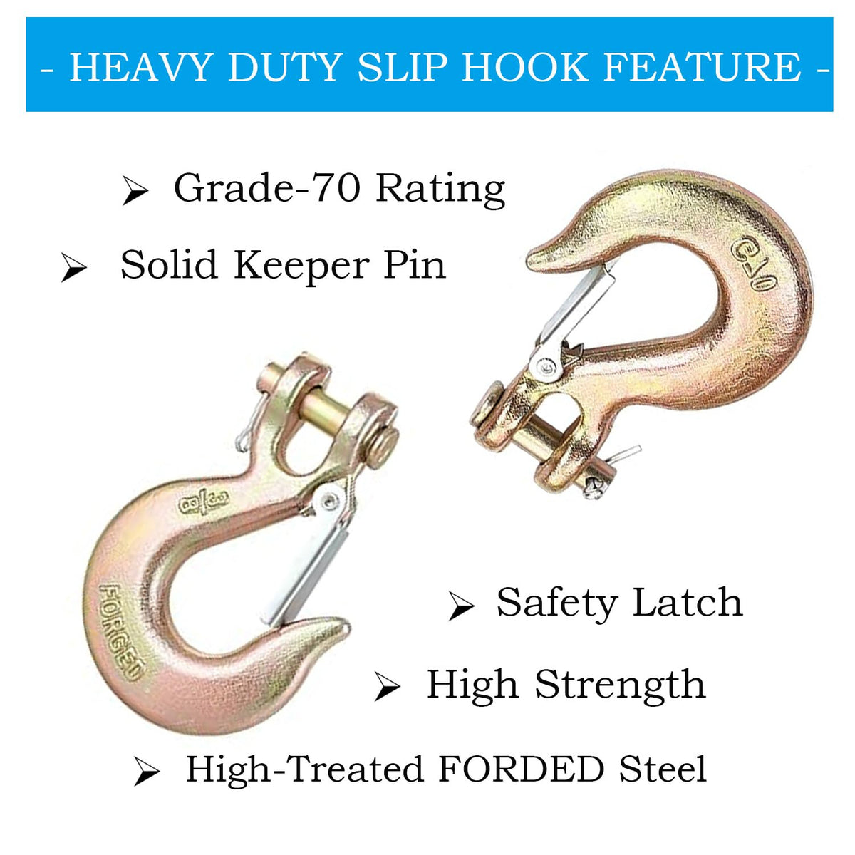 3/8 Inch Heavy Duty Forged Clevis Slip Hook with Safety Latch, 18,000 Lbs Capacity X97683