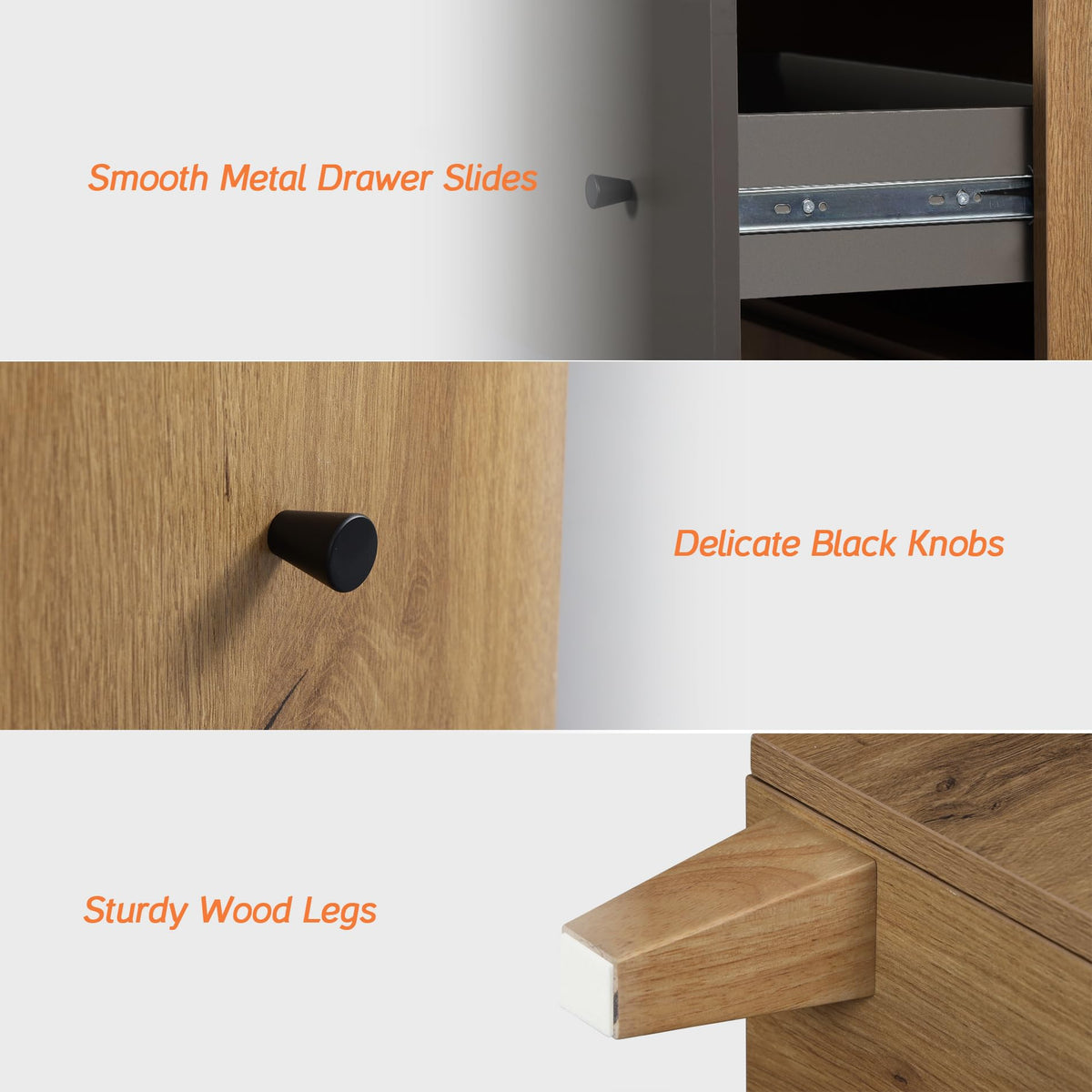 Oak Brown Dark Grey Wood Storage Cabinet with Drawer and Door K888305
