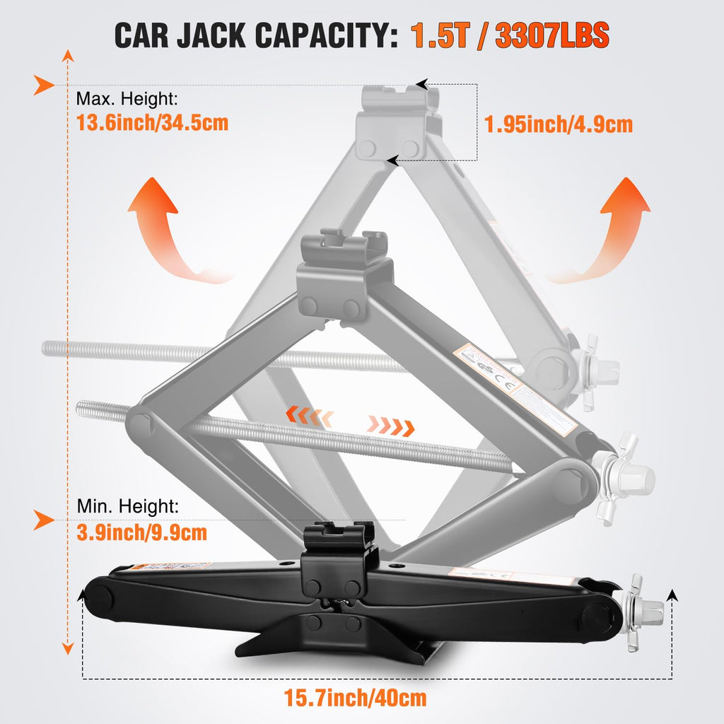 1.5 Ton Scissor Jack with Ratchet Lug Wrench X77574