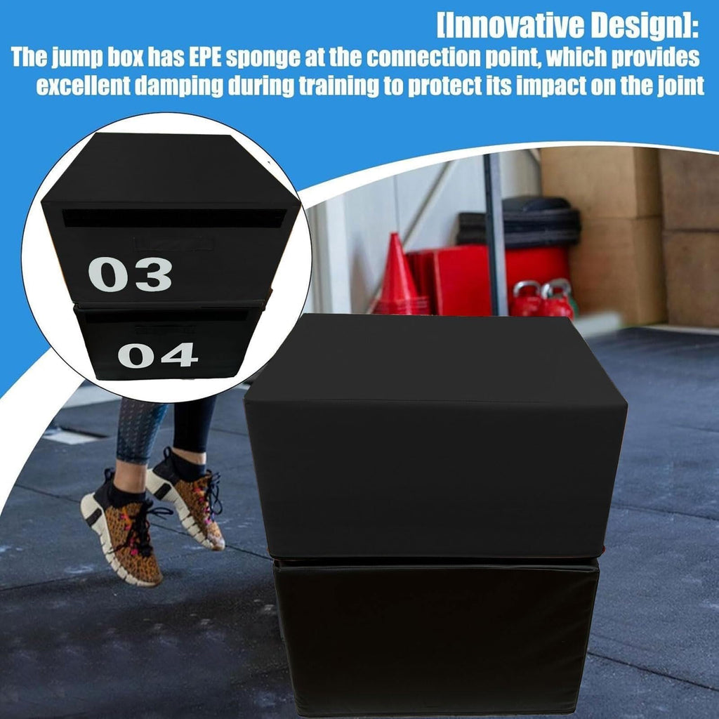 4-in-1 Foam Jumping Exercise Box Non-slip PU Leather Cover Z183647