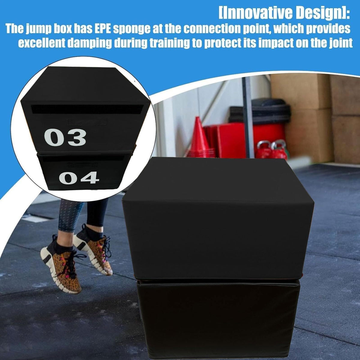 4-in-1 Foam Jumping Exercise Box Non-slip PU Leather Cover Z183647