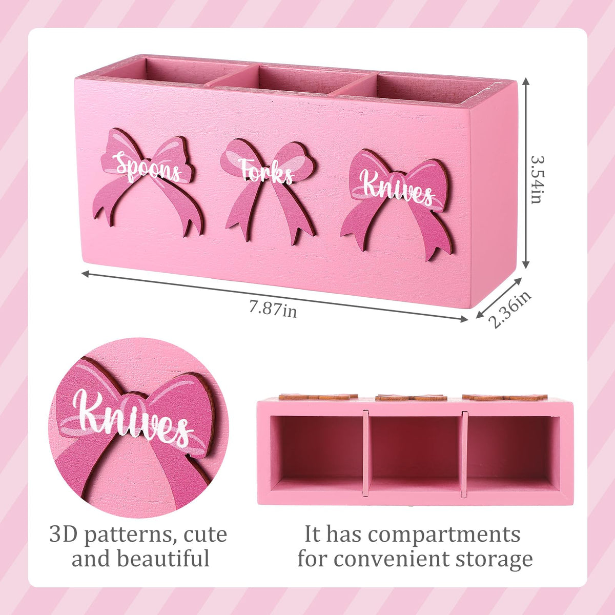 Pink Wood Utensil Holder W121196