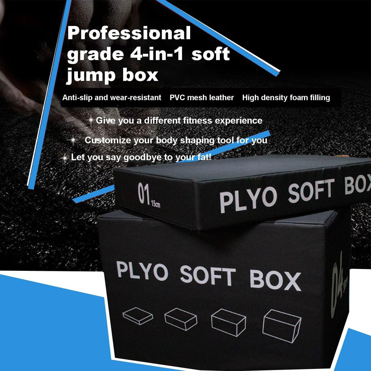 4-in-1 Foam Jumping Exercise Box Non-slip PU Leather Cover Z183647