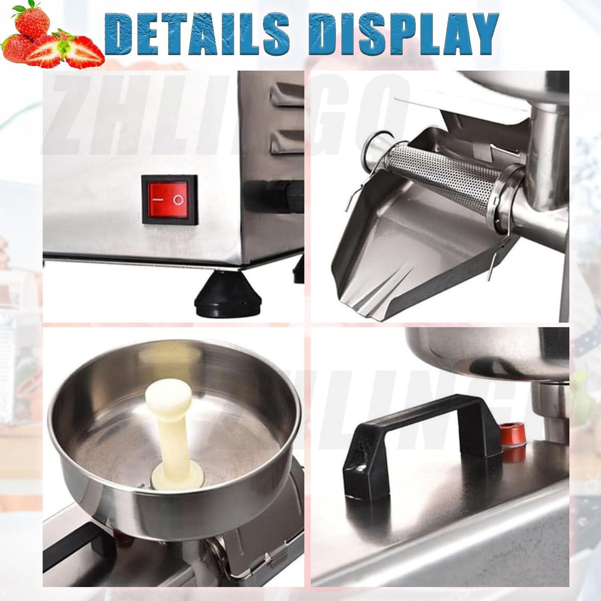 450W Electric Tomato Strainer with Funnel and Trough R790