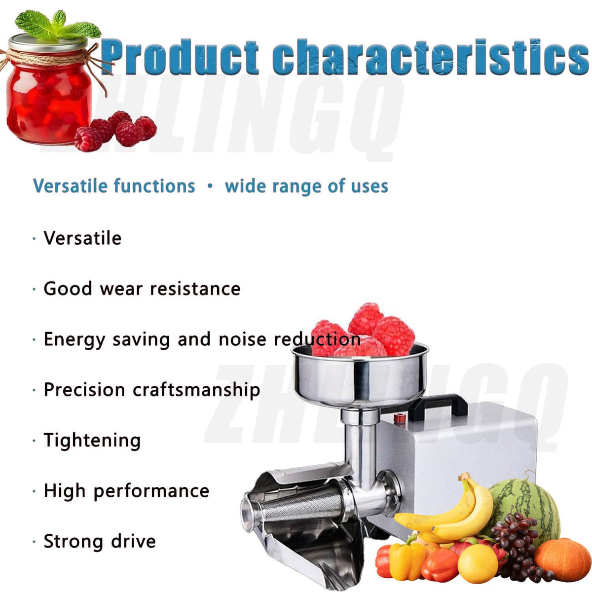 450W Electric Tomato Strainer with Funnel and Trough R790