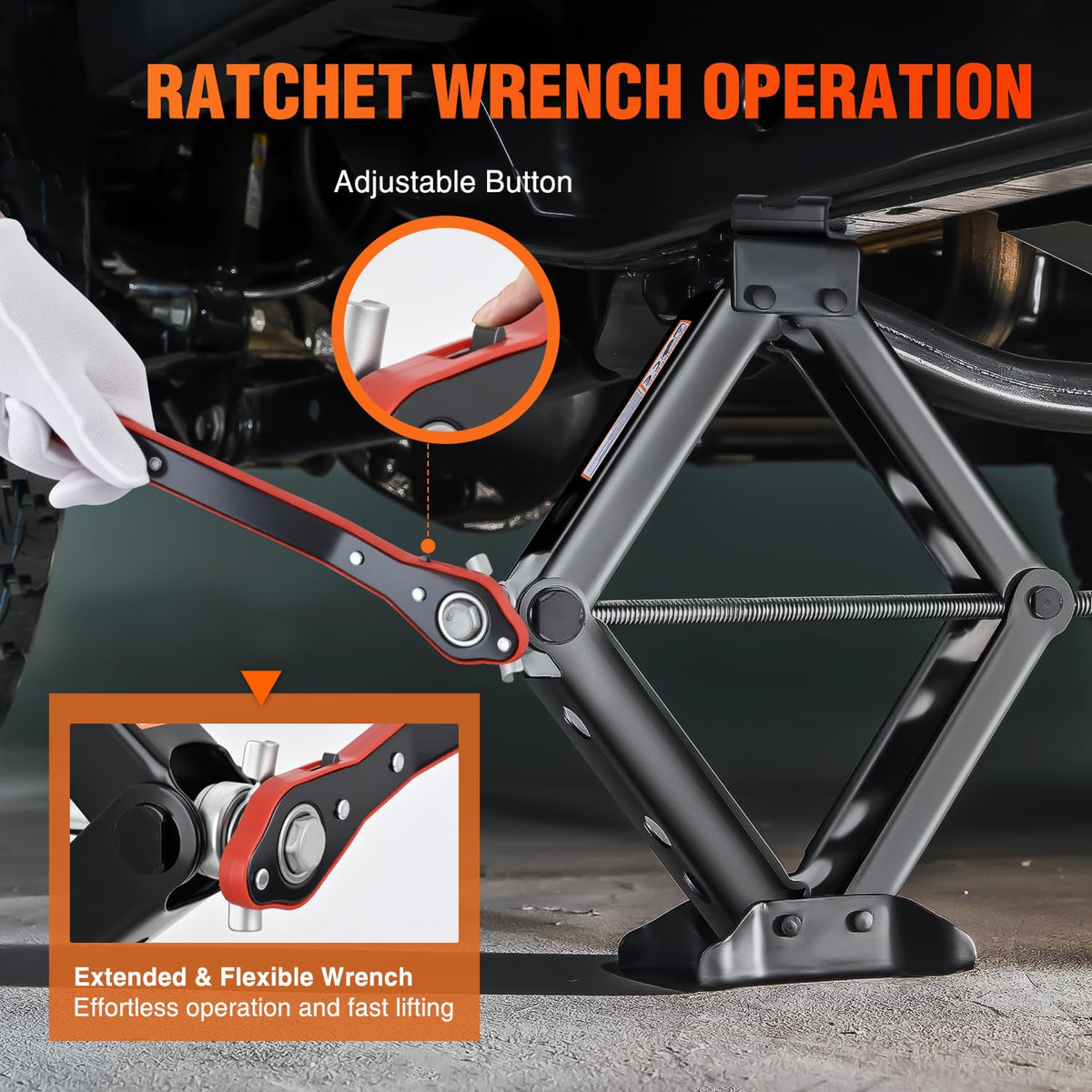 1.5 Ton Scissor Jack with Ratchet Lug Wrench X77574