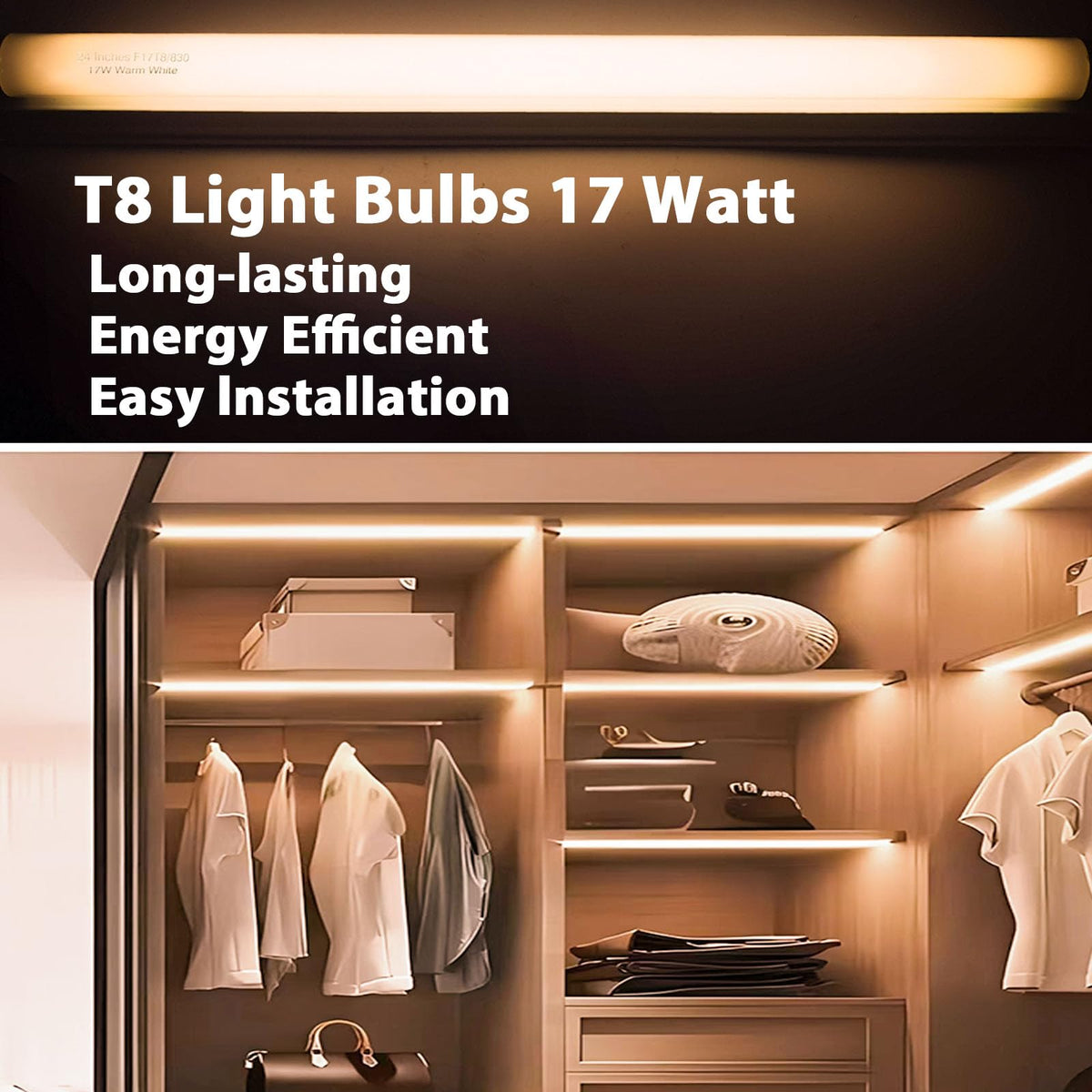 24 inch Warm White Fluorescent Tube Light 8 Pack H193