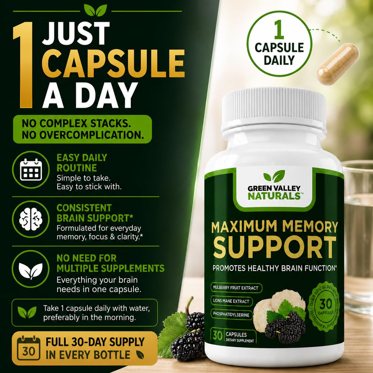 Lion's Mane Mulberry Phosphatidylserine 30 Capsules I44172