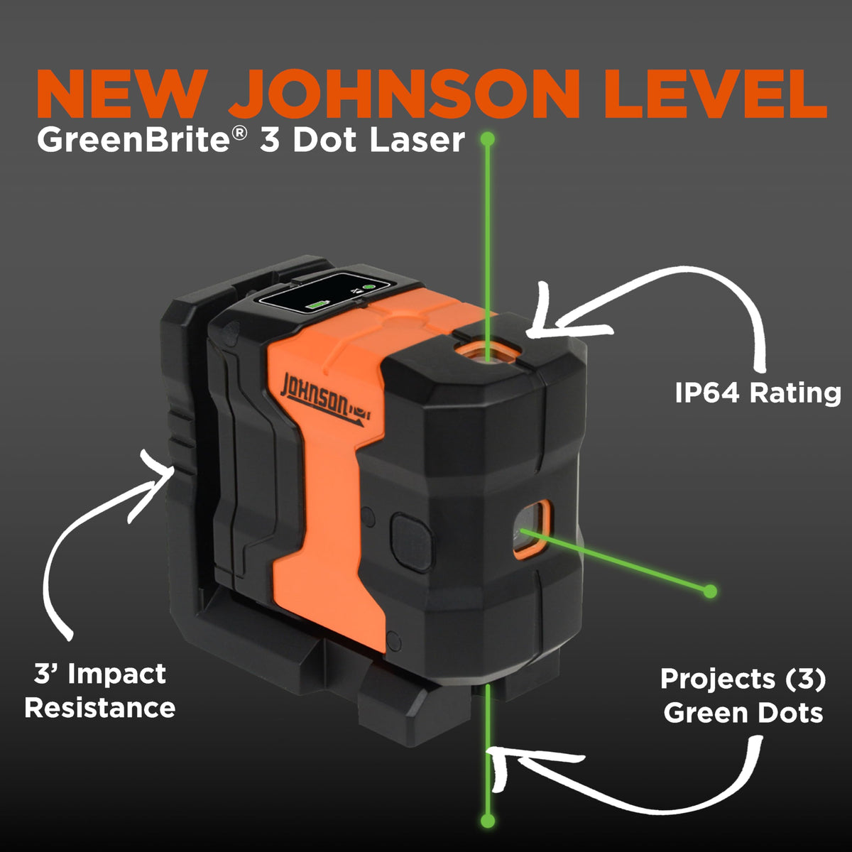 Self-Leveling 3 Dot Laser Level with Magnetic Base and Carry Case P221