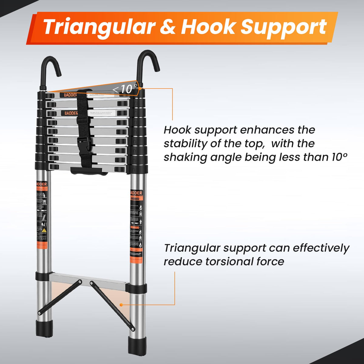 12.5 FT Telescoping Ladder with Hooks L2330