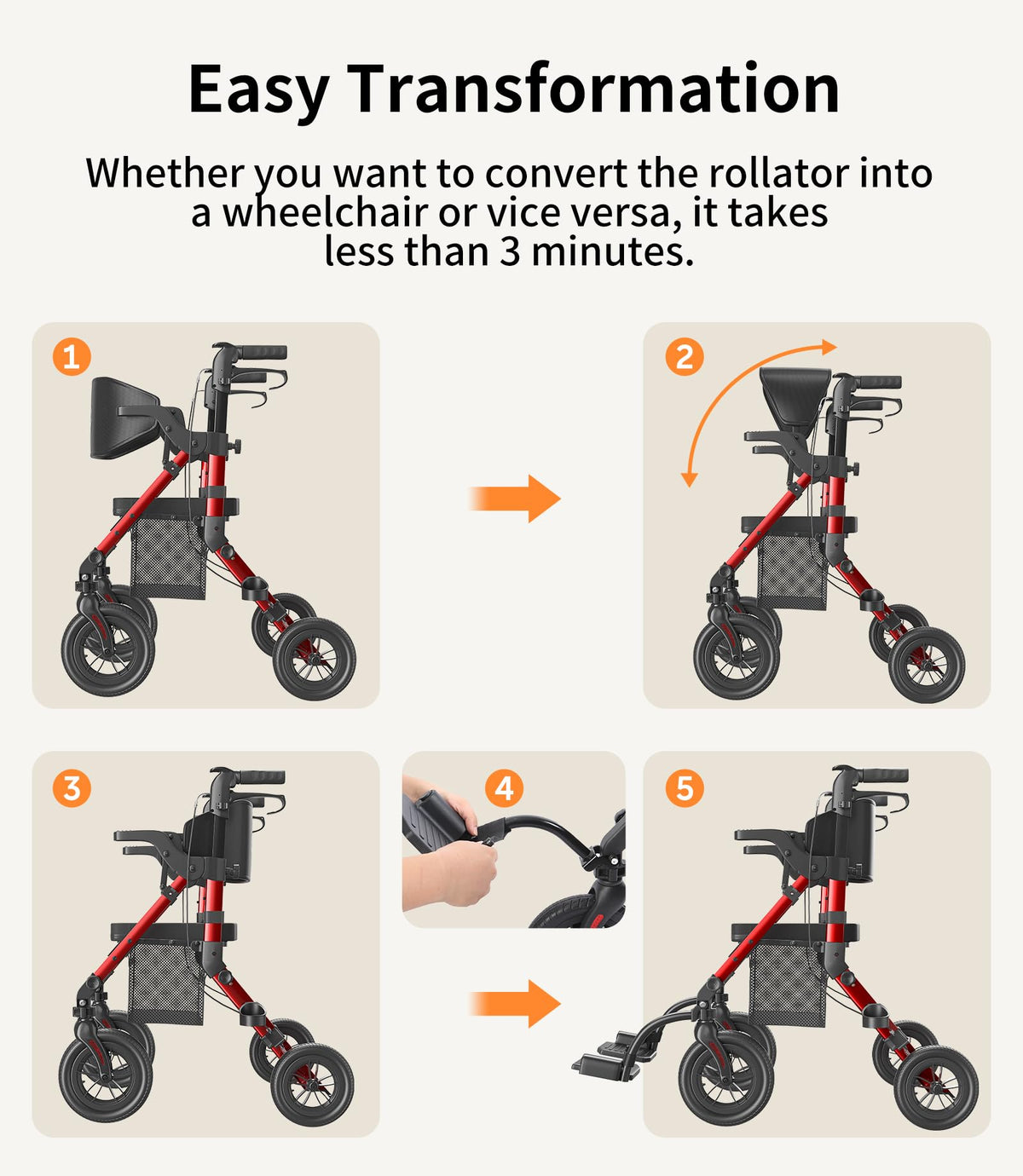2 in 1 Walker Wheelchair Combo U5936