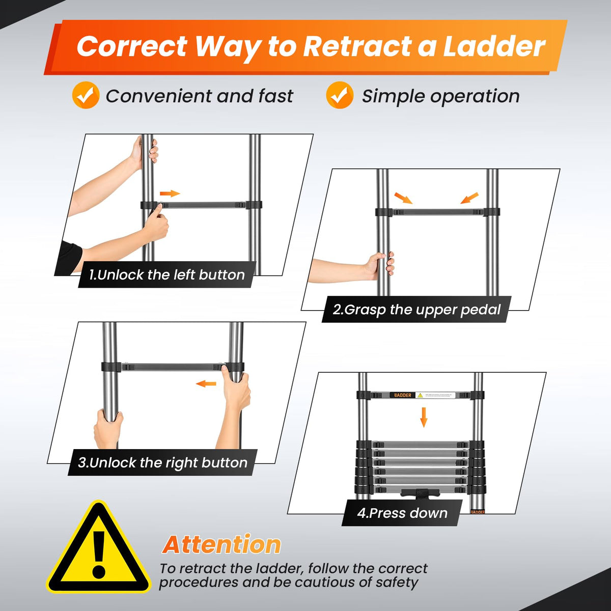 12.5 FT Telescoping Ladder with Hooks L2330