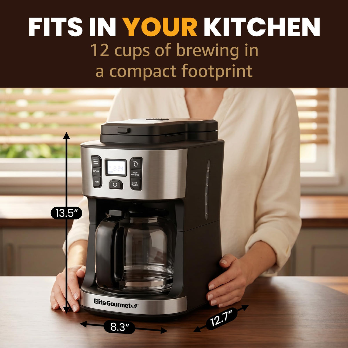12-Cup Coffee Maker with Built-In Grinder V817