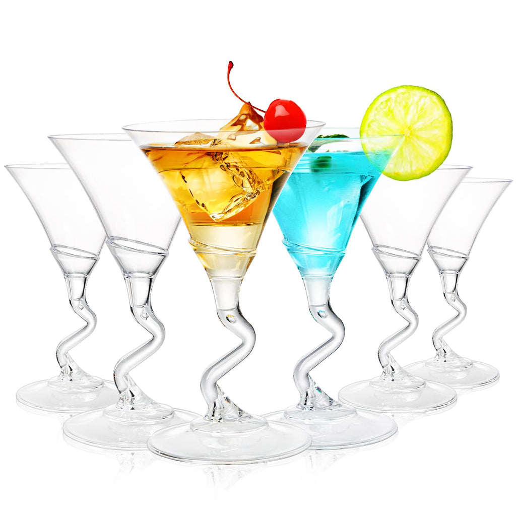 18 Pack 5 Oz Plastic Martini Glasses with Twisted Stem C89840