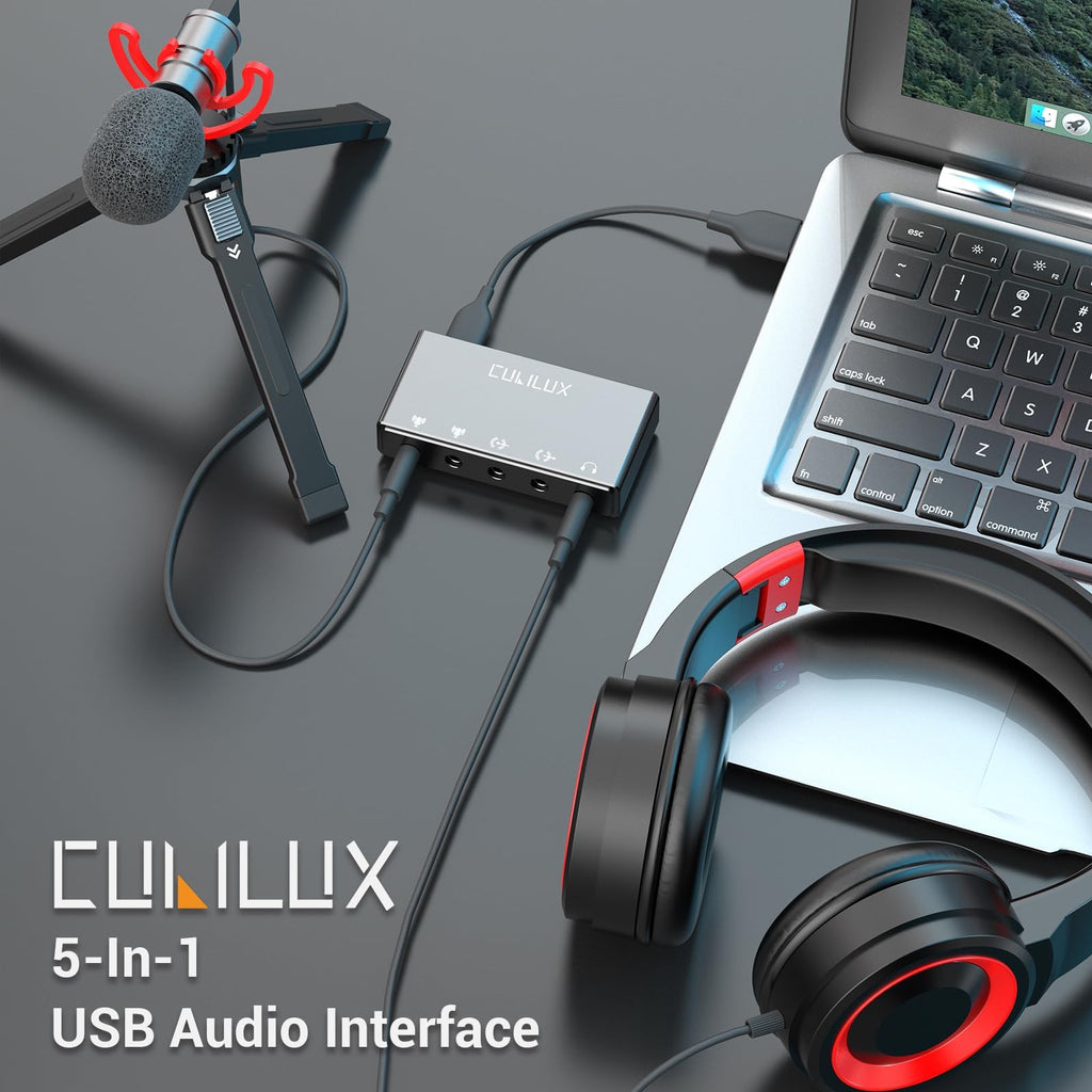 USB Audio Interface with Stereo Microphone Input and Headphone Jack M62614