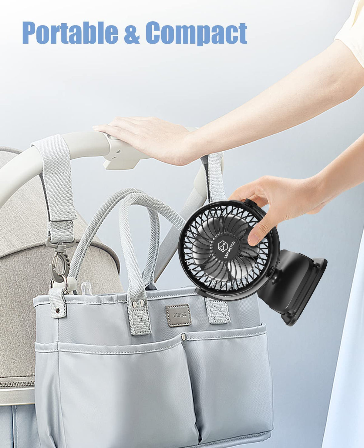 Battery Operated Clip on Fan, USB Powered Portable Desk Fan 4 Speeds P1725
