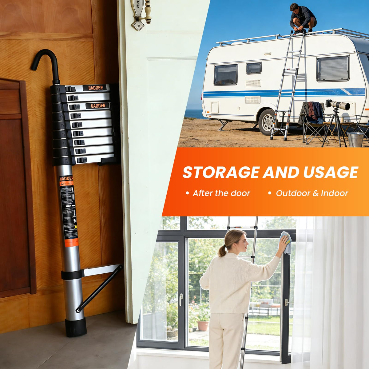 12.5 FT Telescoping Ladder with Hooks L2330