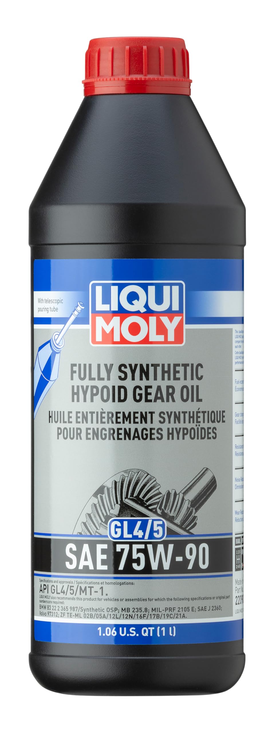 Fully Synthetic Hypoid Gear Oil GL4/5 SAE 75W-90 1 Liter Z820877