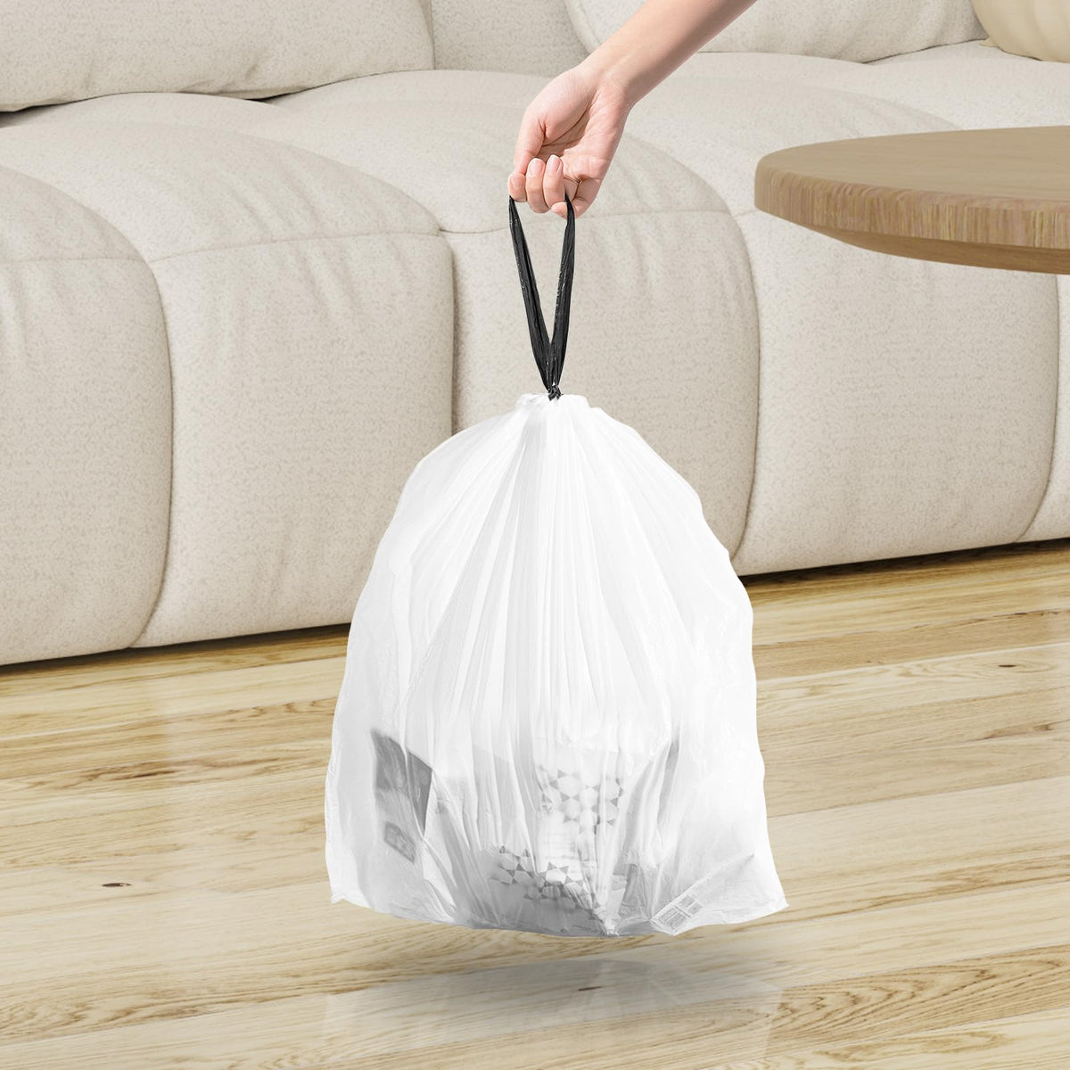 1.6 Gallon Mini Drawstring Trash Bags, 120 Counts White Trash Bin Liners L486