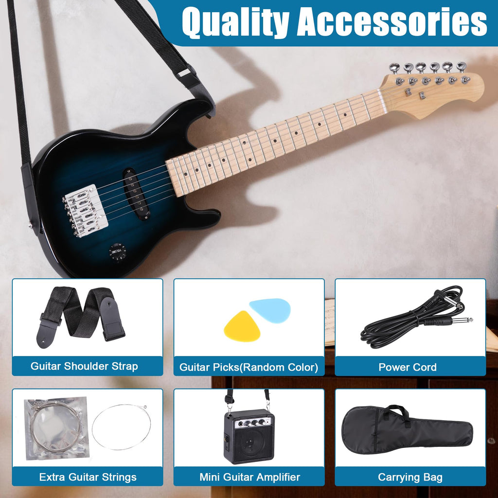 30 Inch Blue Kids Electric Guitar Beginner Kit with Amplifier P3128