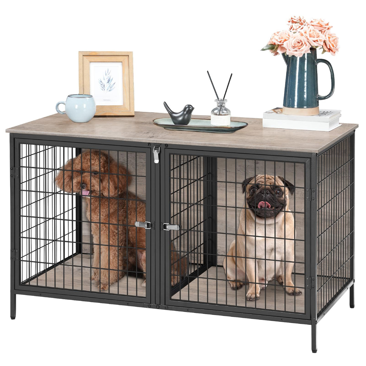 Greige Dog Crate Furniture D387