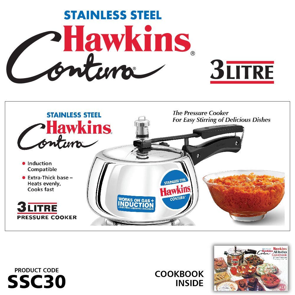 Stainless Steel Induction Gas Compatible Pressure Cooker Combo Set, Silver (1.5 litre and 3 litre) F920