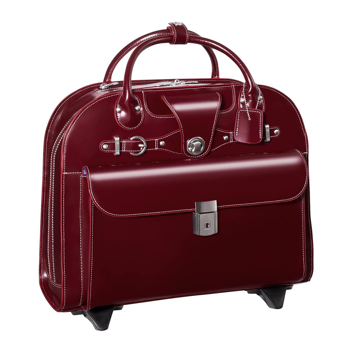 15" Leather Wheeled Laptop Briefcase Bag S154