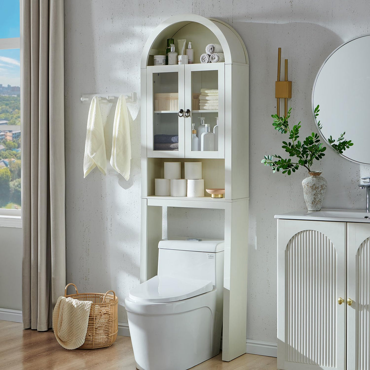 Antique White Over The Toilet Storage Cabinet V53750