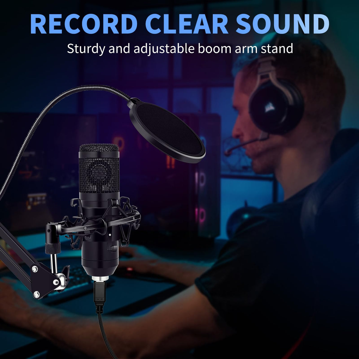 USB Condenser Microphone Kit with Boom Arm Stand W137