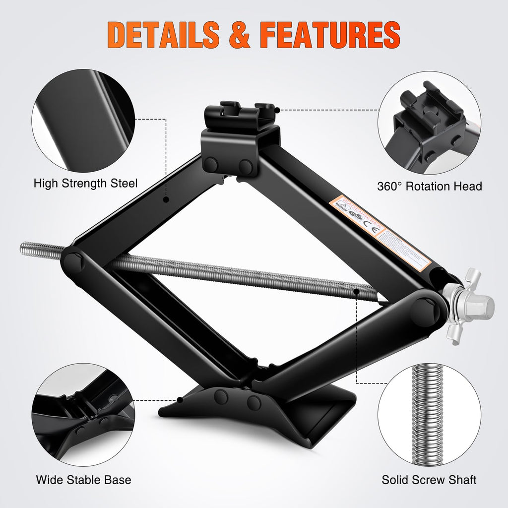 1.5 Ton Scissor Jack with Ratchet Lug Wrench X77574