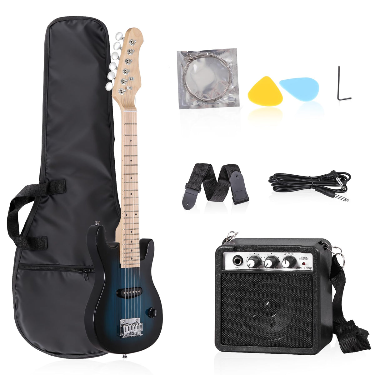30 Inch Blue Kids Electric Guitar Beginner Kit with Amplifier P3128
