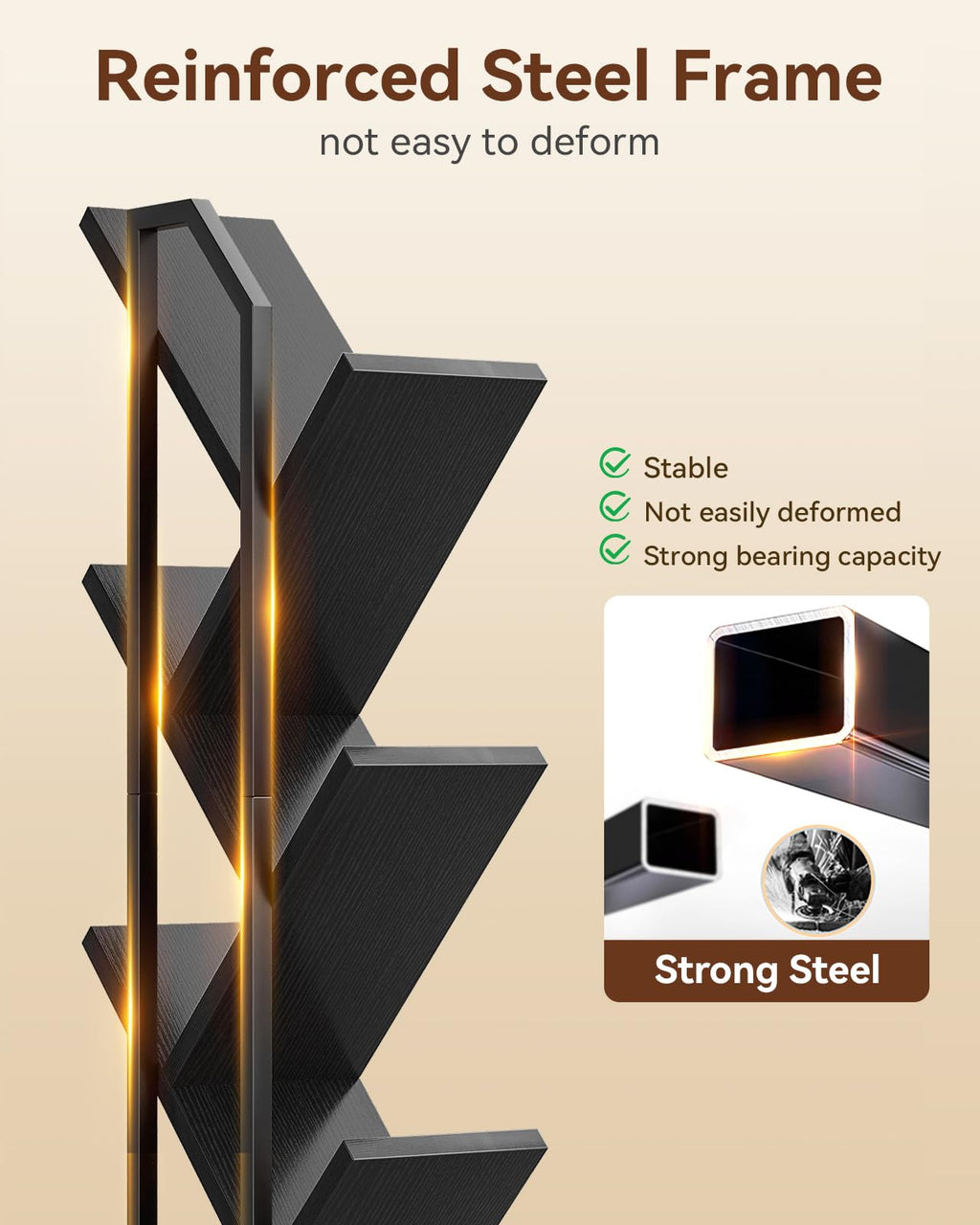 Black 6-Tier Tree Bookshelf with LED Lights X110616