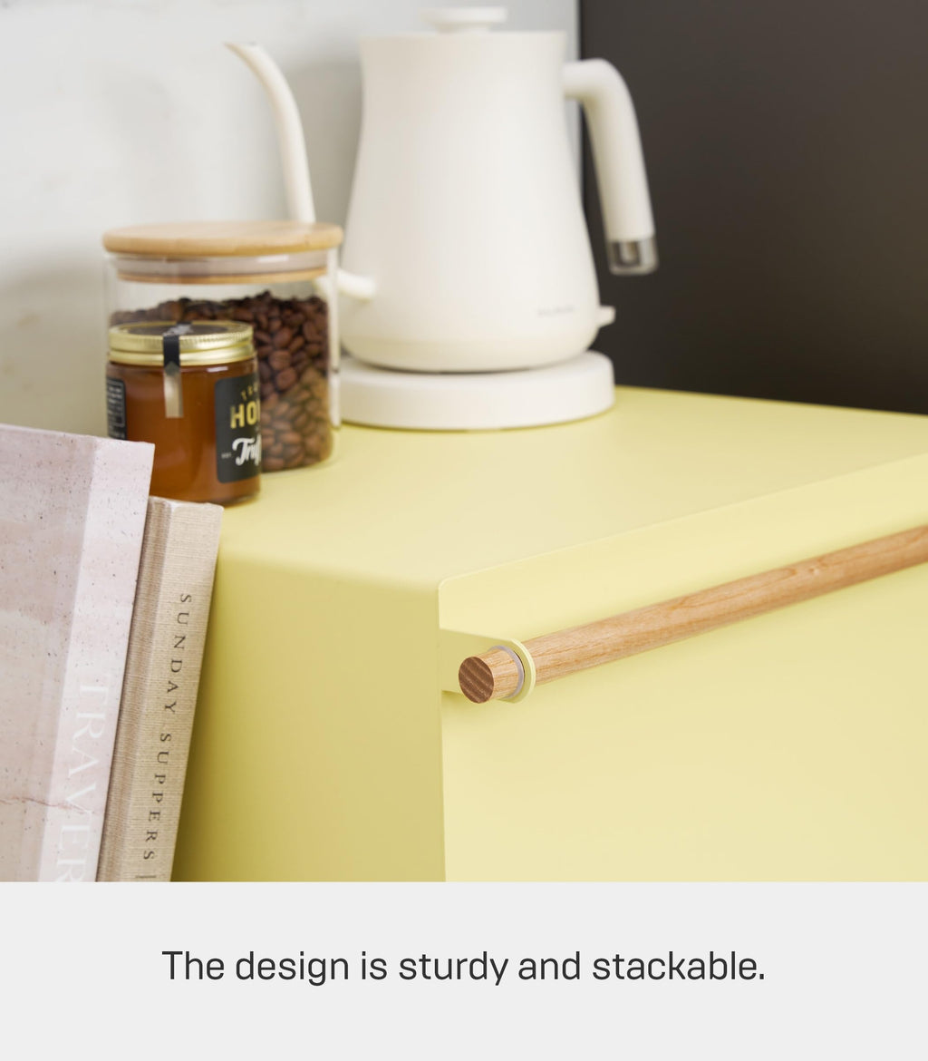 Large Yellow Steel Wood Bread Box H862761