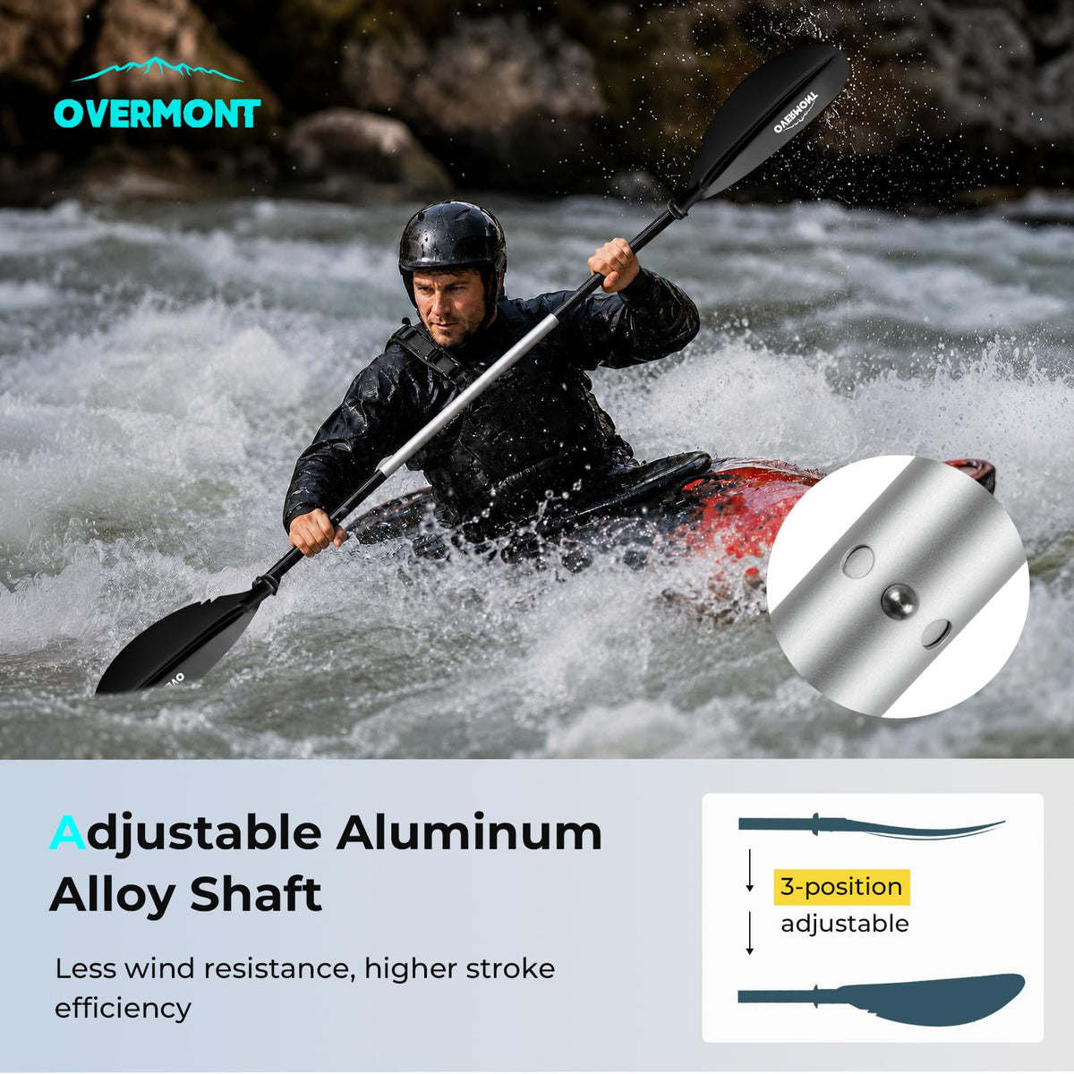 Heavy Duty Aluminum Alloy Kayak Paddles with Leash I8122