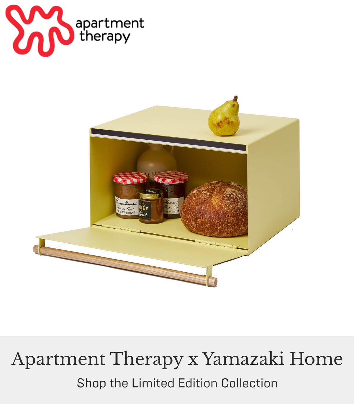 Large Yellow Steel Wood Bread Box H862761