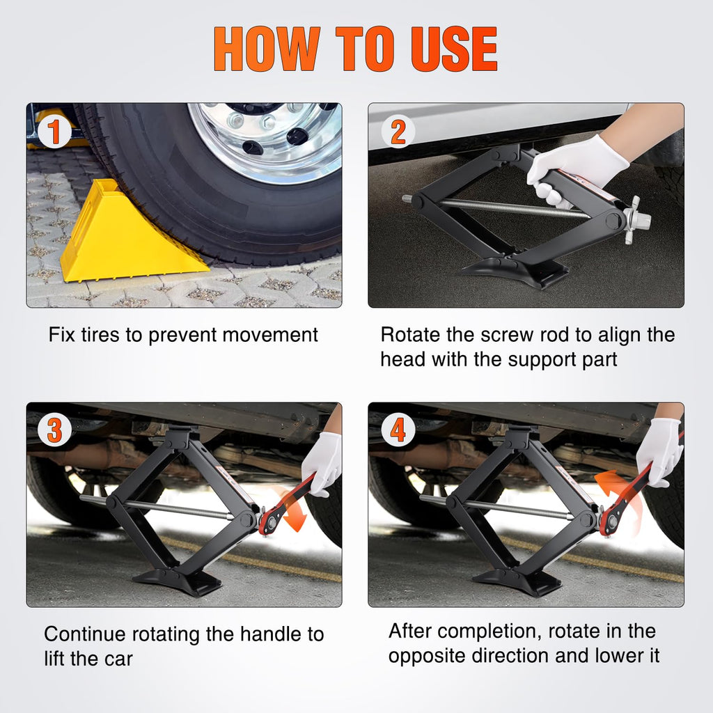 1.5 Ton Scissor Jack with Ratchet Lug Wrench X77574