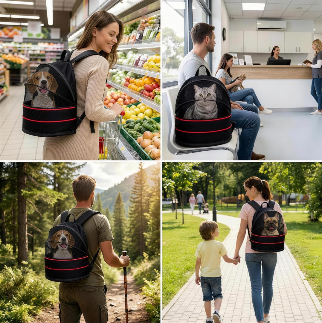 Expandable Dog Backpack Carrier with Breathable Front Opening-Black N6426