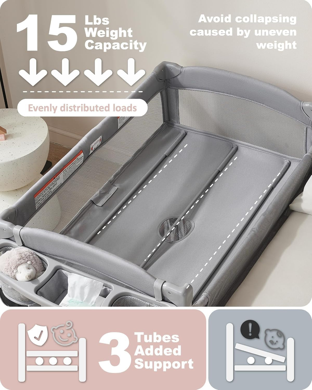 4-in-1 Baby Bassinet, Bedside Sleeper, Playard, Changing Table N926732