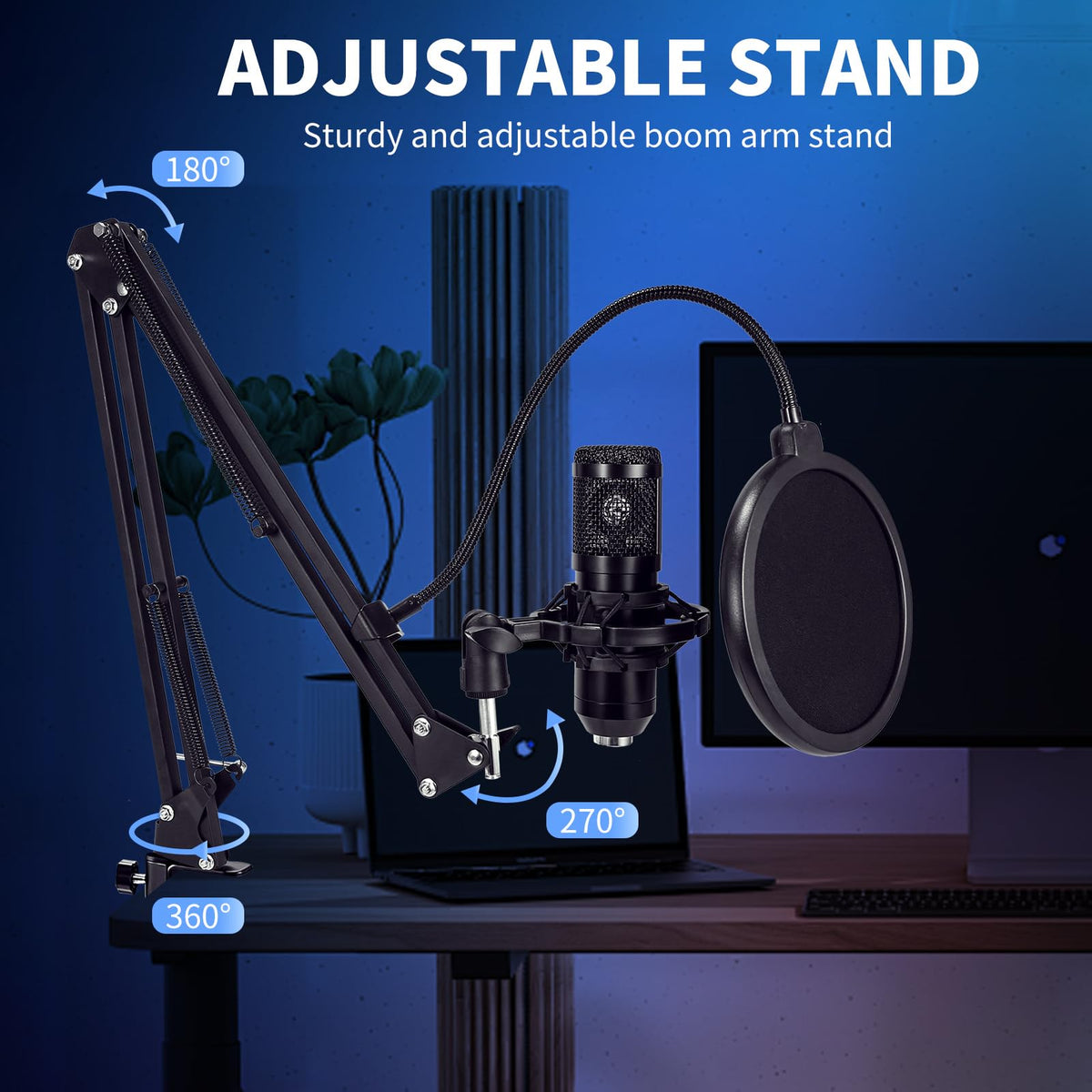 USB Condenser Microphone Kit with Boom Arm Stand W137