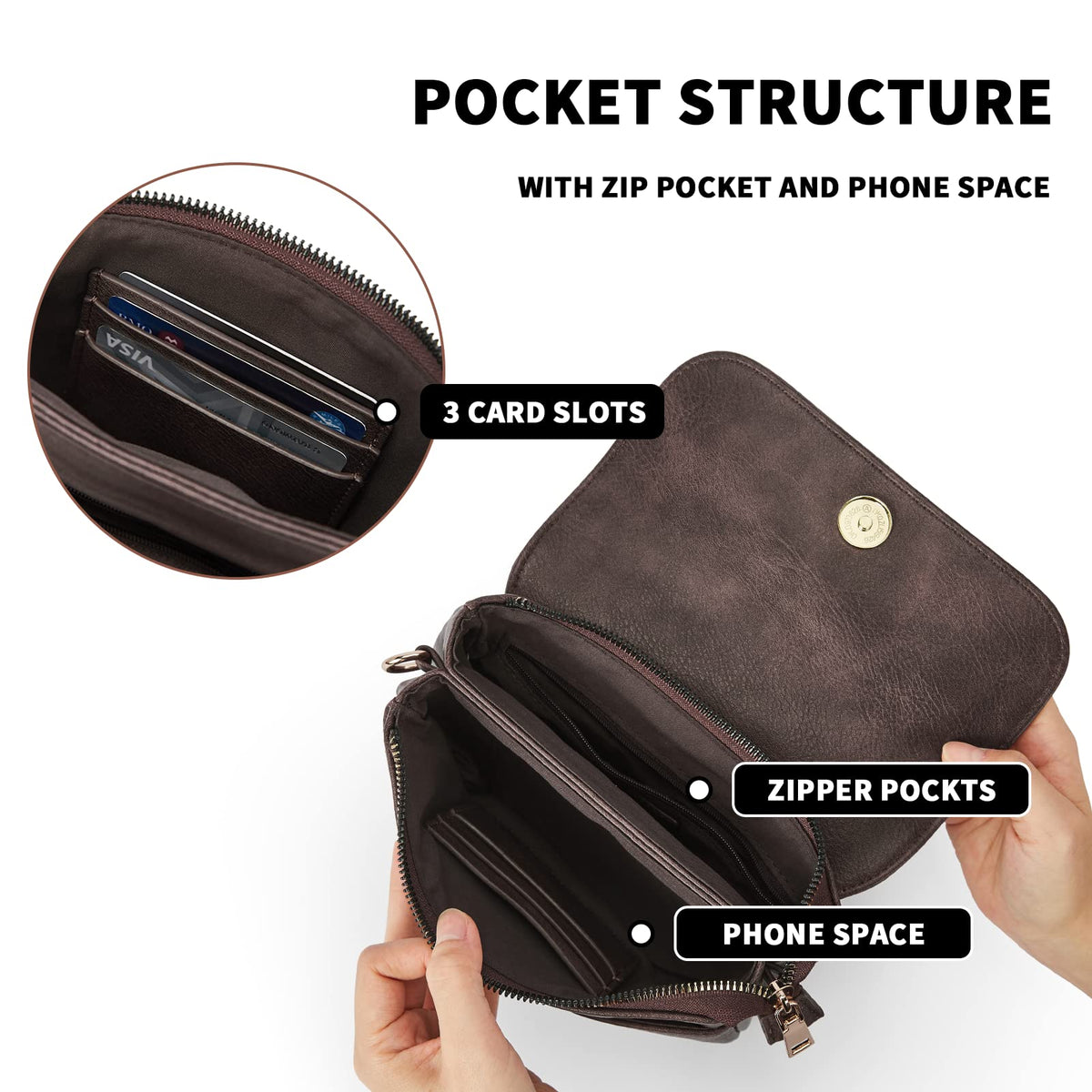 Small Vegan Leather Crossbody Bag with Adjustable Strap E9536