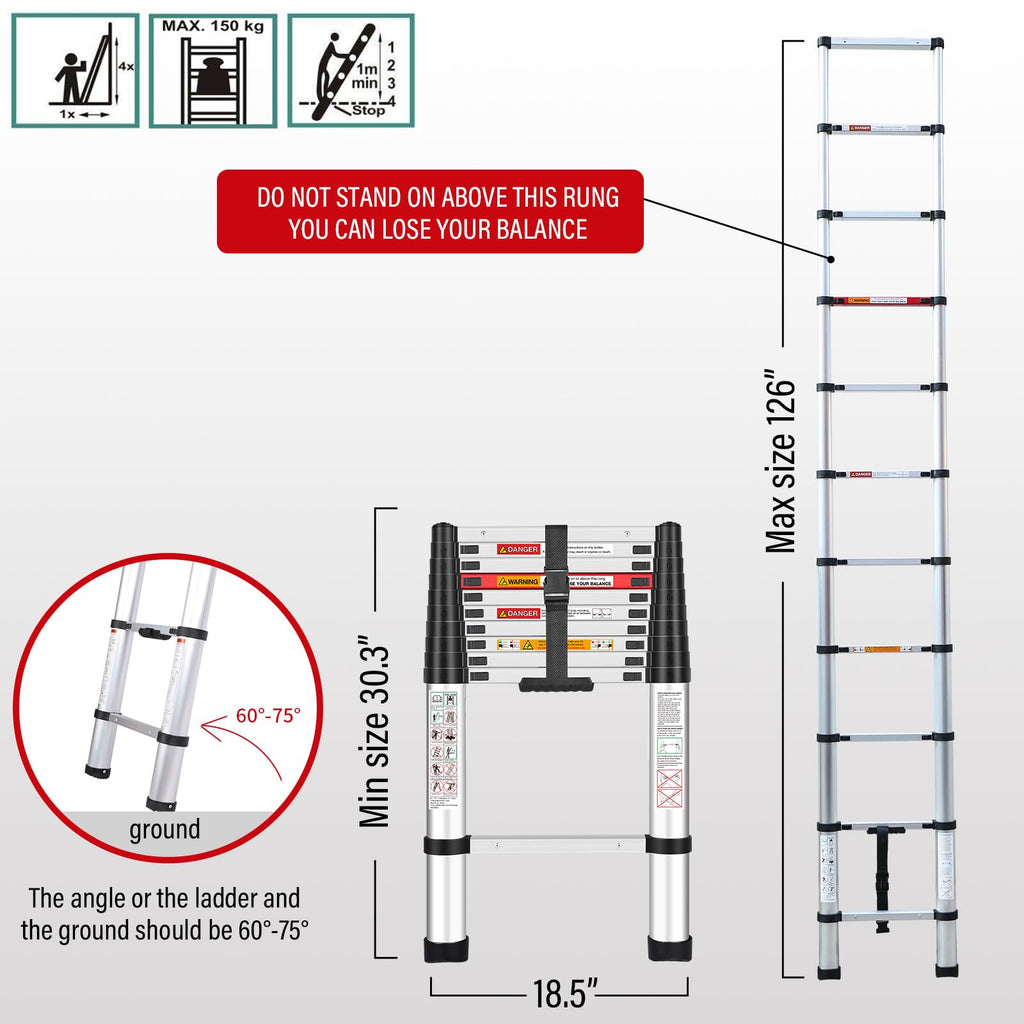 10.5 Feet Aluminum Telescoping Ladder A504603