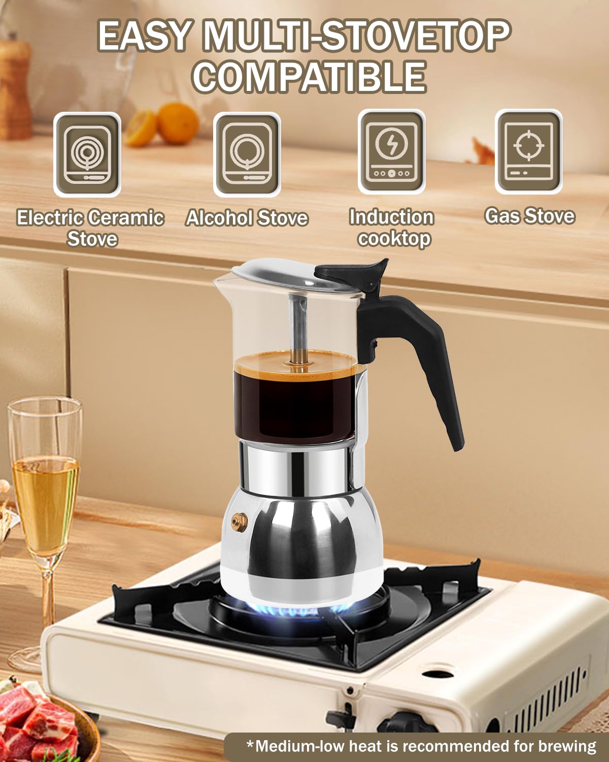 9 Cup 15 oz Stovetop Espresso Moka Pot G484
